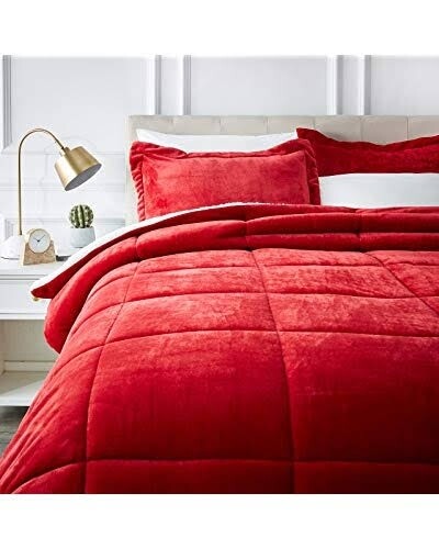 3 Piece Fleece Comforter Set (Queen/Double)  The Beautiful Double Red 