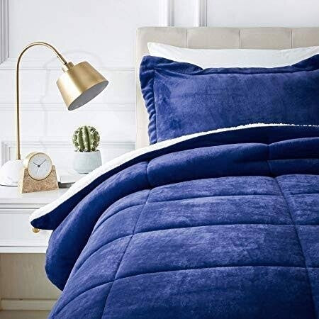 3 Piece Fleece Comforter Set (Queen/Double)  The Beautiful Queen Royal Blue 