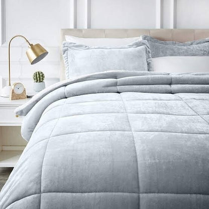 3 Piece Fleece Comforter Set (Queen/Double)  The Beautiful Double White 