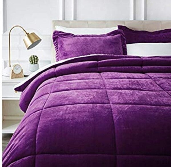 3 Piece Fleece Comforter Set (Queen/Double)  The Beautiful Double Purple 