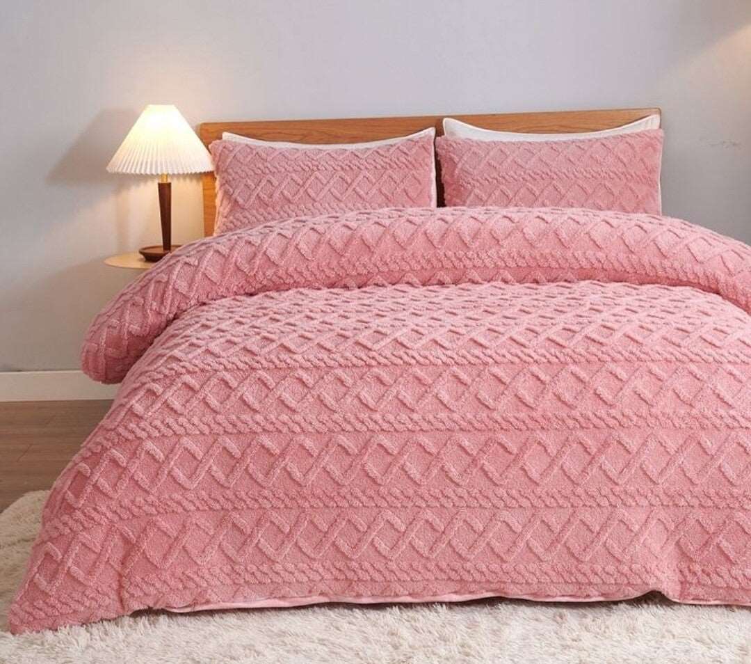 Geometric Fleece Comforter  The Beautiful Pink  