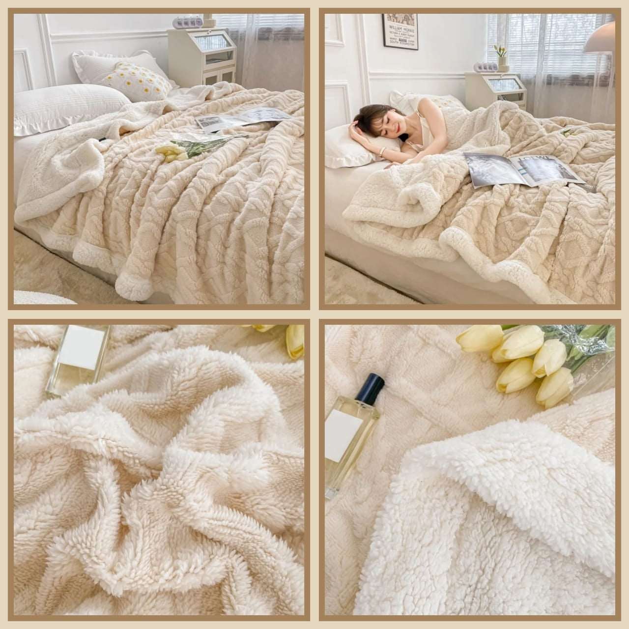 Geometric Fleece Comforter  The Beautiful Cream  