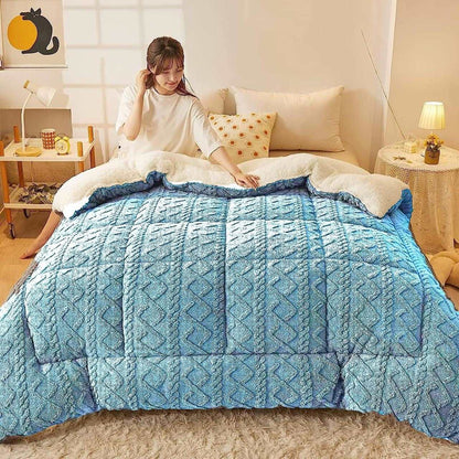 Geometric Fleece Comforter  The Beautiful Light Blue  