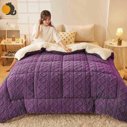 Geometric Fleece Comforter  The Beautiful Dark Purple  