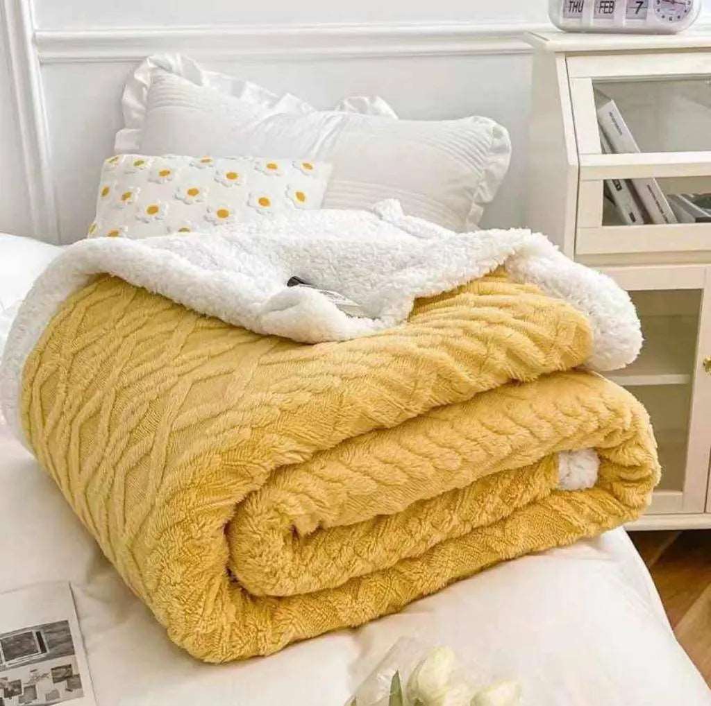 Geometric Pattern Sherpa throws  WJ Deals Yellow  