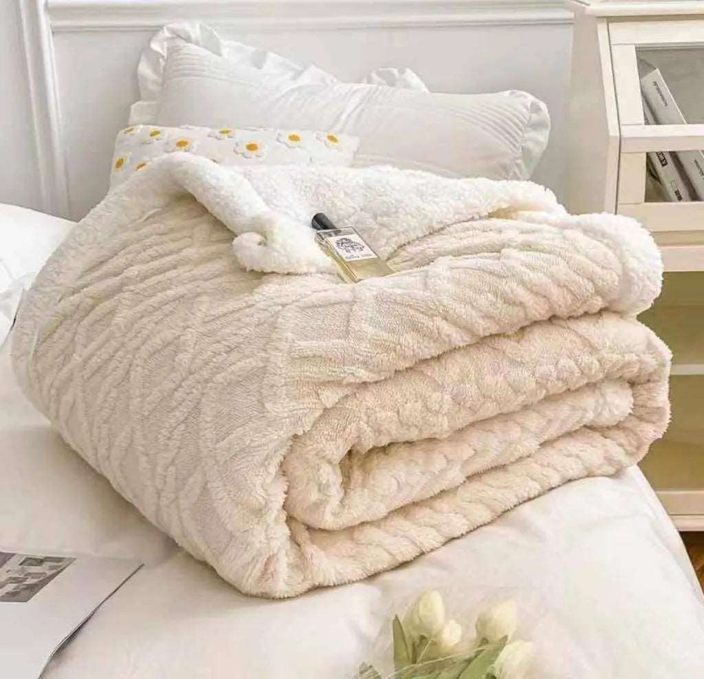 Geometric Pattern Sherpa throws  WJ Deals Cream  