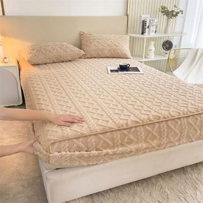 Geometric Fleece Mattress Protector 3 Piece  The Beautiful Queen Cream 