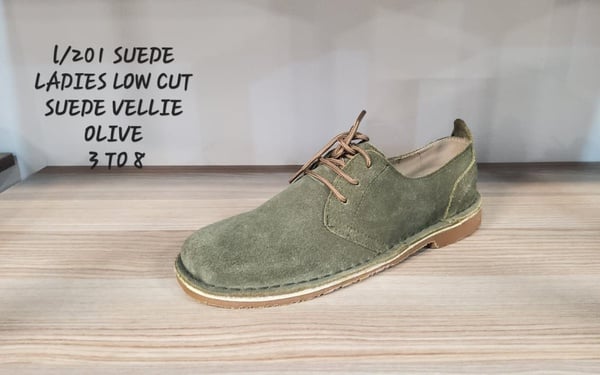 Ladies Genuine Leather Suede Vellies  The Beautiful  3 Olive Green 