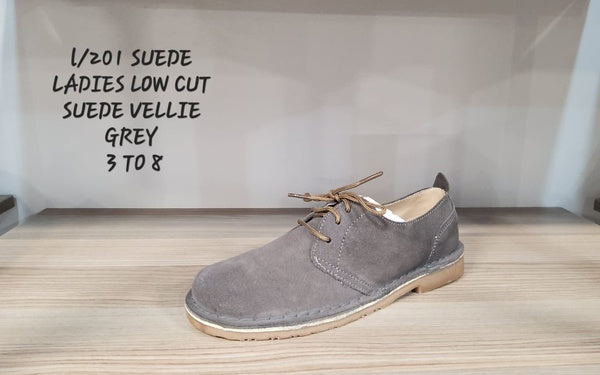 Ladies Genuine Leather Suede Vellies  The Beautiful  3 Grey 