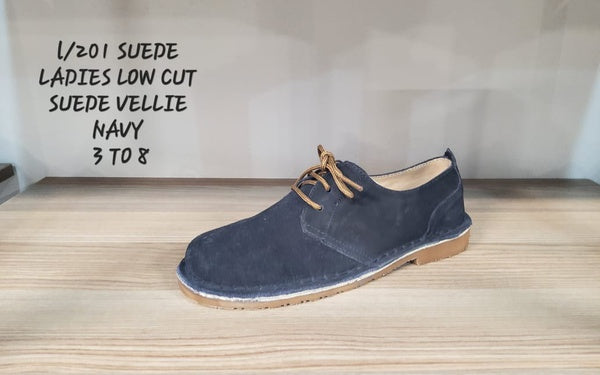 Ladies Genuine Leather Suede Vellies  The Beautiful  3 Navy 