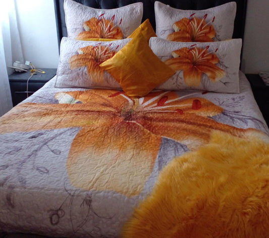 5 Piece Quilted Bedspreads  The Beautiful Orange  