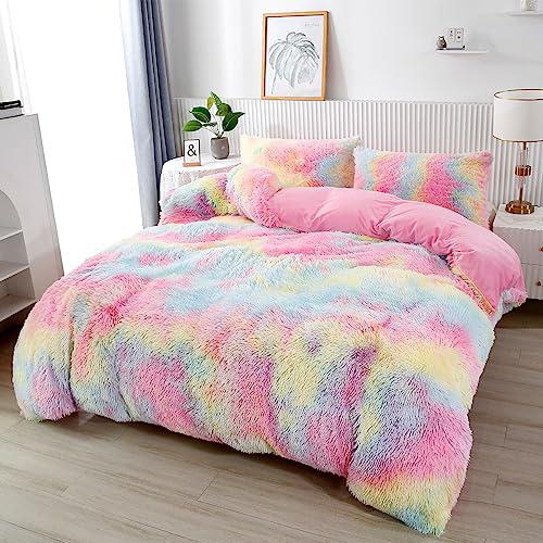 5 Piece Fluffy Comforters  The Beautiful Queen Rainbow 