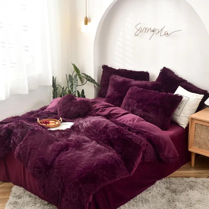 5 Piece Fluffy Comforters  The Beautiful Queen Plum 