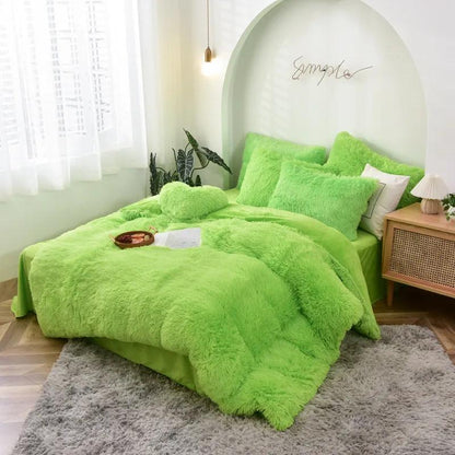 5 Piece Fluffy Comforters  The Beautiful Queen Lime 