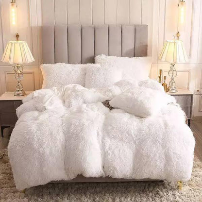 5 Piece Fluffy Comforters  The Beautiful Queen White 