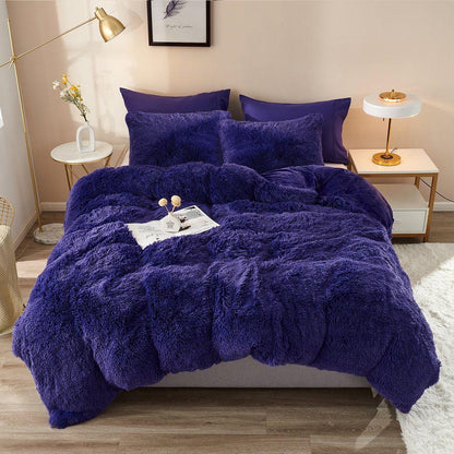 5 Piece Fluffy Comforters  The Beautiful Queen Navy Blue 