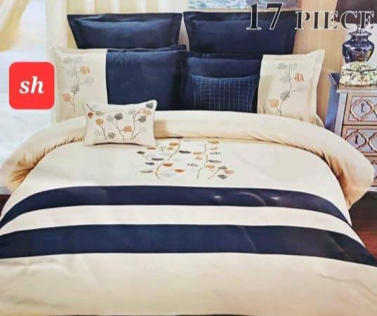 17 Piece Comforter set  The Beautiful  Navy  