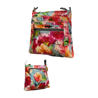 Vibrant Cotton Road Handbags  The Beautiful  Orange/Pink Flowers  