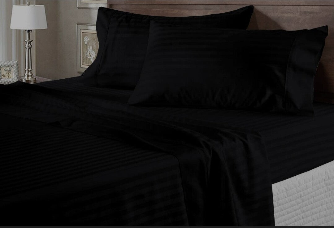 Striped Sheet Set 4 Piece  The Beautiful Double Black 