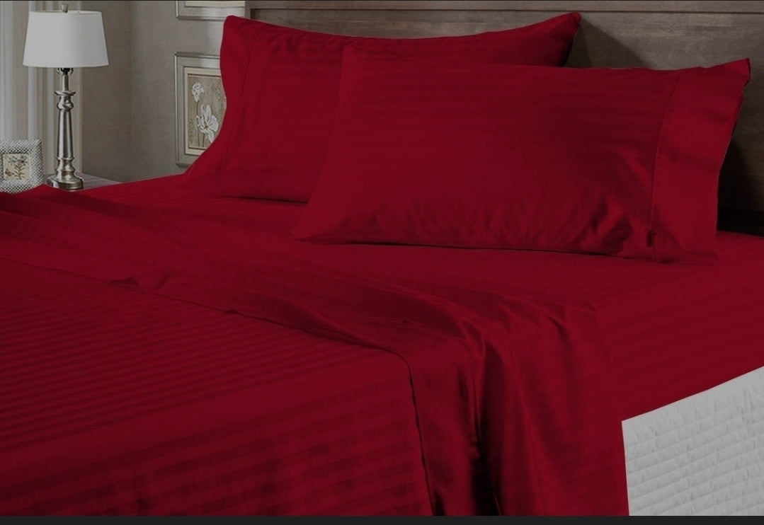 Striped Sheet Set 4 Piece  The Beautiful Double Red 