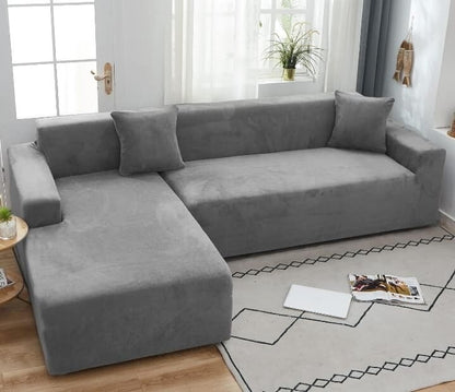 Velvet Sofa Covers  The Beautiful Light Grey 1 and 2 seater pack 