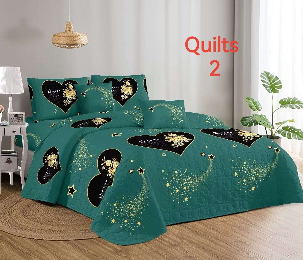 3 Piece Quilt Set - Queen Size  The Beautiful Matt Green  