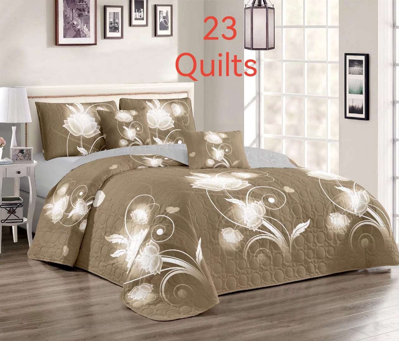 3 Piece Quilt Set - Queen Size  The Beautiful Beige  