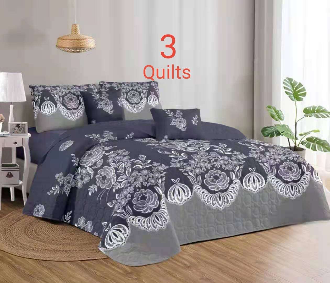 3 Piece Quilt Set - Queen Size  The Beautiful Deep Purple  