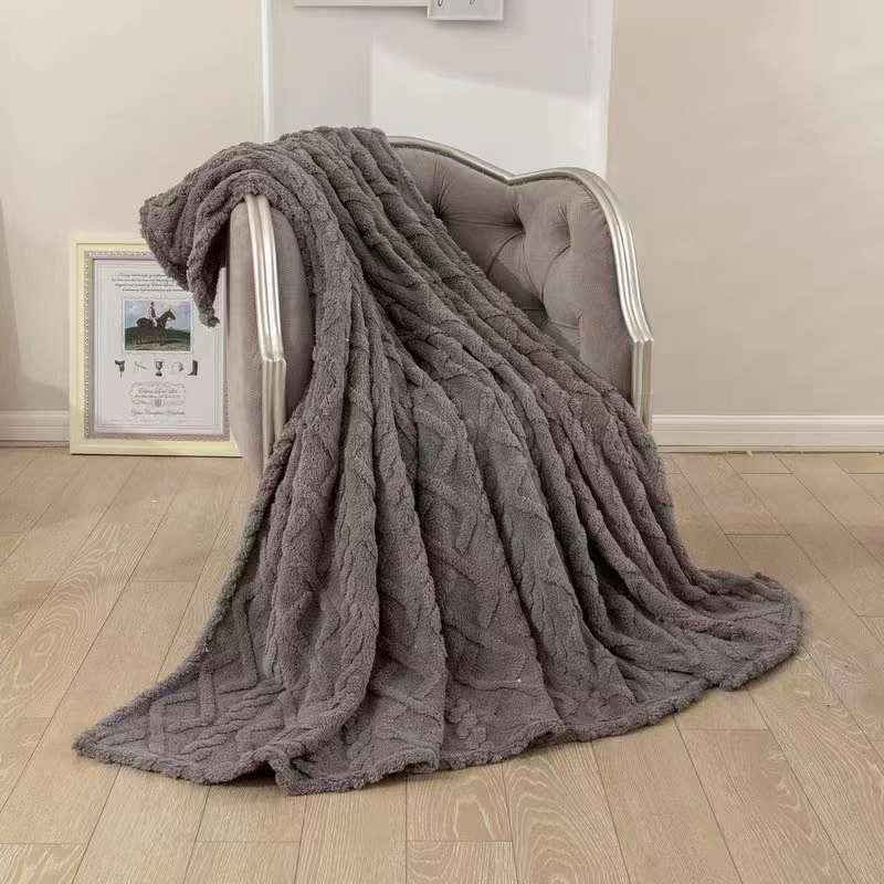 Geometric Pattern Sherpa Throws  The Beautiful  Double Dark Grey 