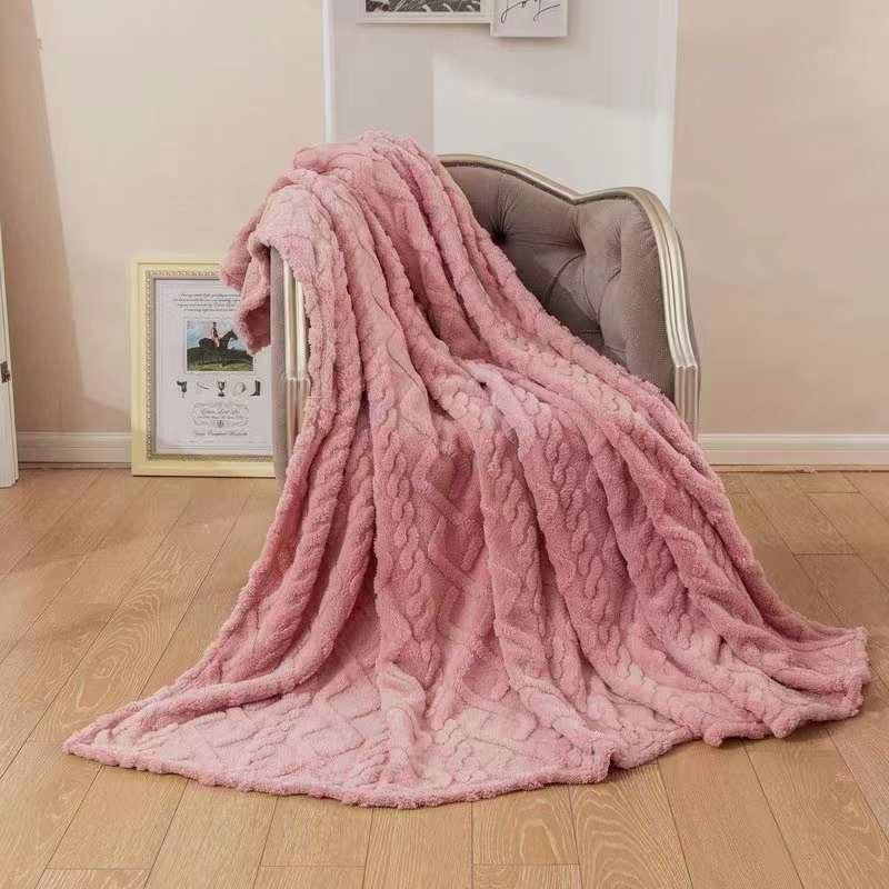 Geometric Pattern Sherpa Throws  The Beautiful  Double Pink 