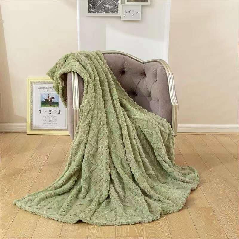 Geometric Pattern Sherpa Throws  The Beautiful  Double Green 