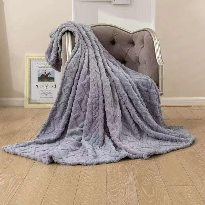 Geometric Pattern Sherpa Throws  The Beautiful  Double Grey 