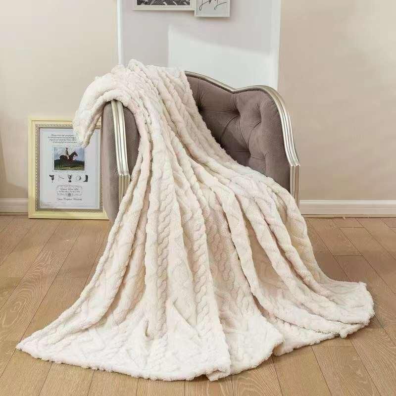 Geometric Pattern Sherpa Throws  The Beautiful  Double White 