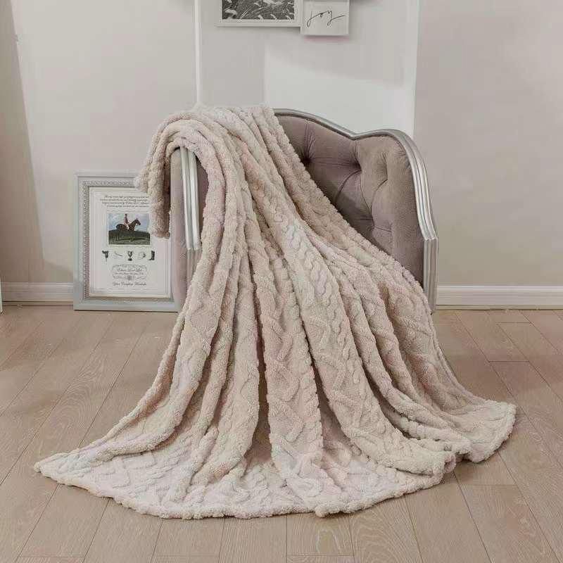 Geometric Pattern Sherpa Throws  The Beautiful  Double Beige 