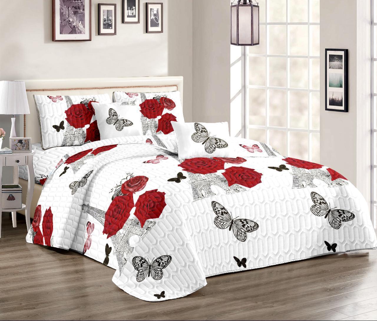 Plain and Flower 5 Piece Bedspreads (Queen/King)  The Beautiful  9 Queen 