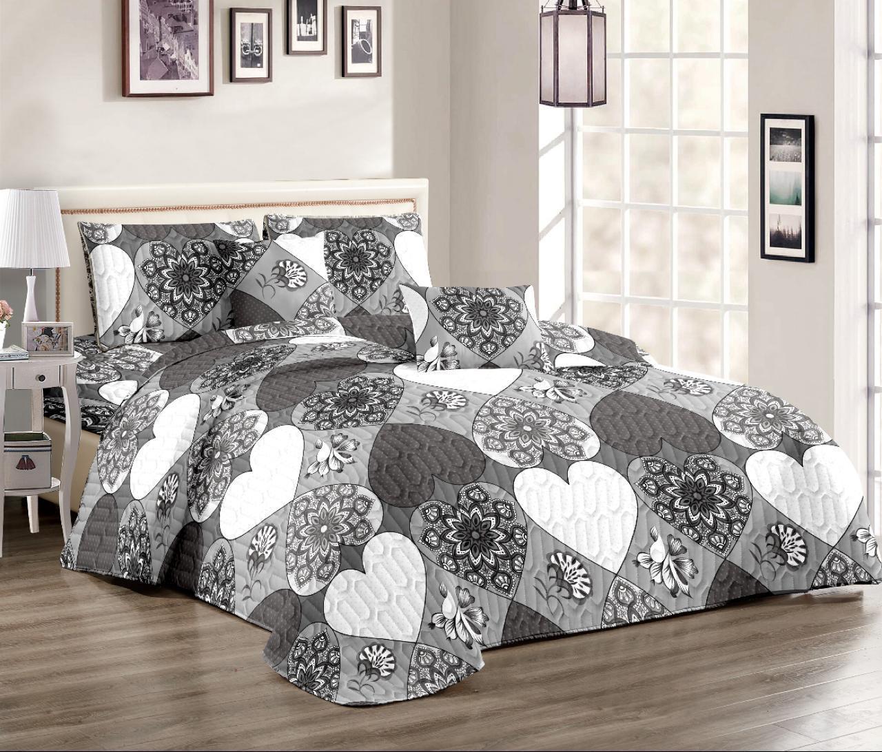 Plain and Flower 5 Piece Bedspreads (Queen/King)  The Beautiful  6 Queen 