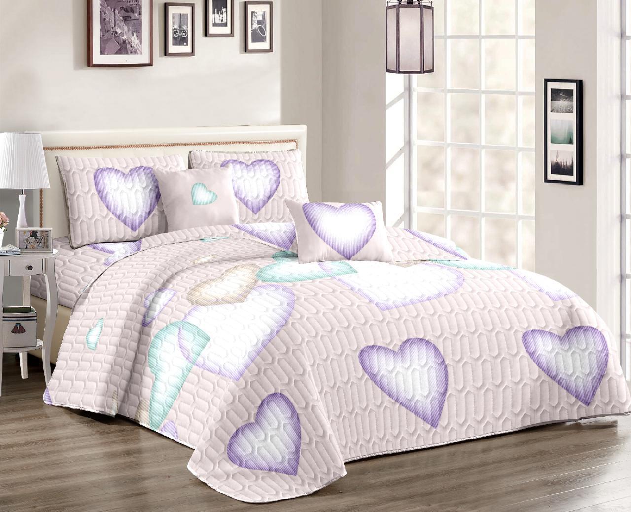 Plain and Flower 5 Piece Bedspreads (Queen/King)  The Beautiful  4 Queen 