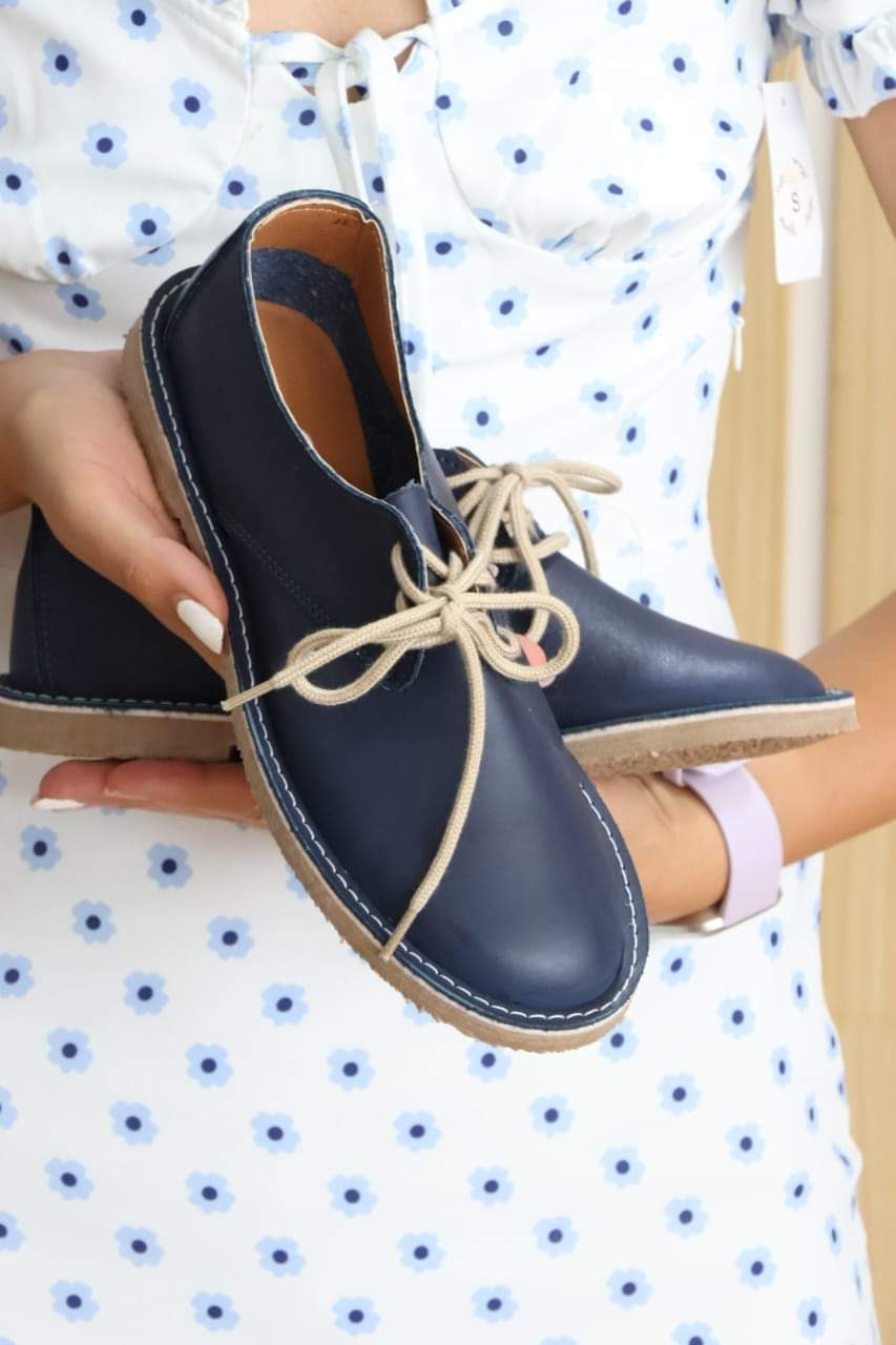 Genuine Leather Vellie Shoes  The Beautiful 3 Navy Blue 