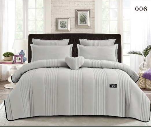 6 Piece Quilted Bedspread Bedding Set  The Beautiful  Grey  