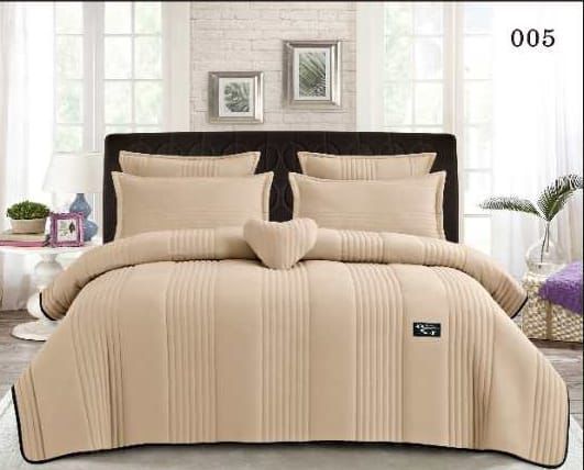 6 Piece Quilted Bedspread Bedding Set  The Beautiful  Cream  