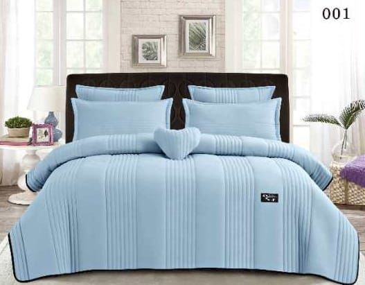 6 Piece Quilted Bedspread Bedding Set  The Beautiful  Blue  