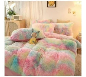 3 Piece Fluffy Comforters  The Beautiful  Double Rainbow 