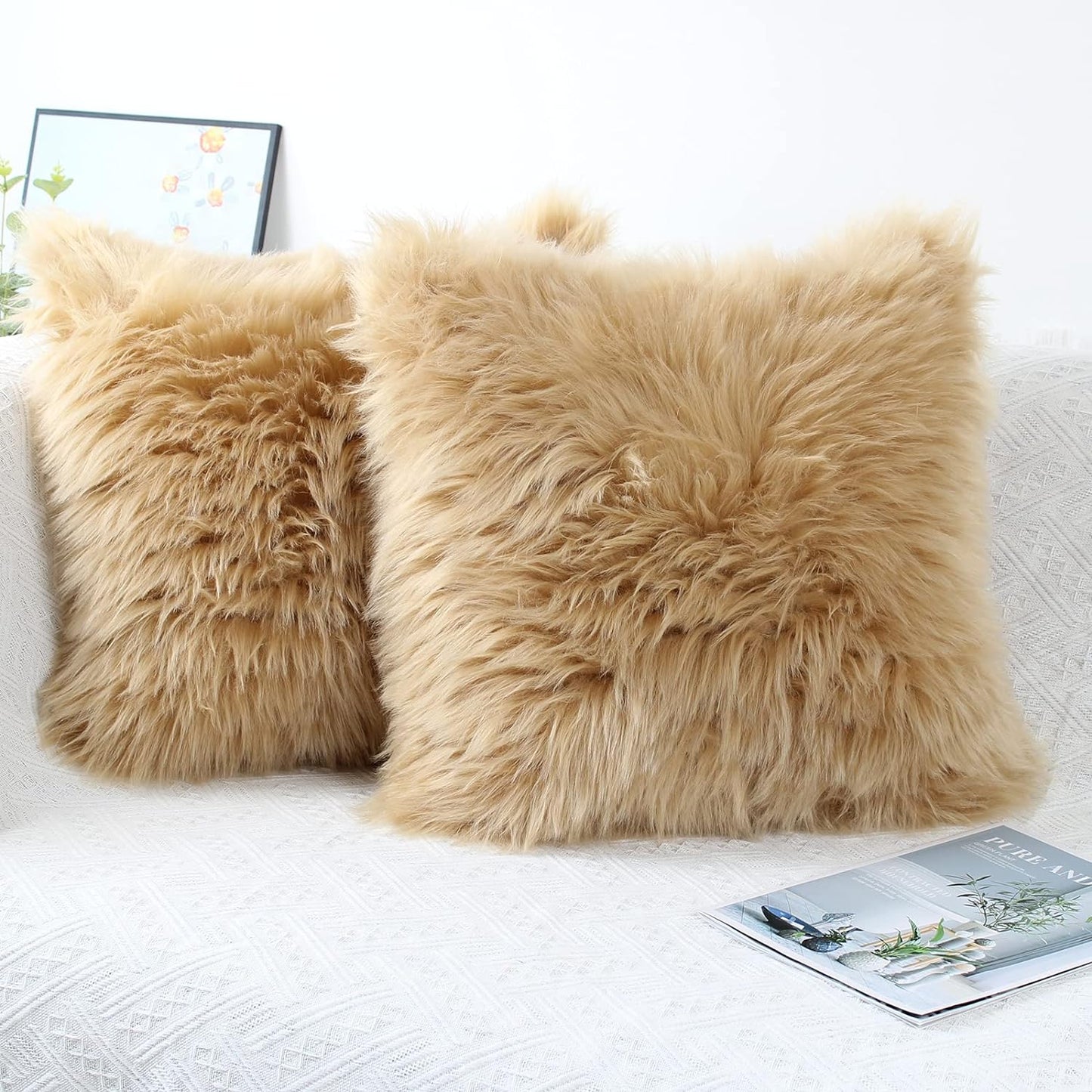 Fluffy Throw Pillow Covers  The Beautiful South Africa Light Brown With Pillows Included 