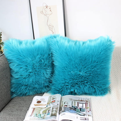 Fluffy Throw Pillow Covers  The Beautiful South Africa Turqoiuse With Pillows Included 