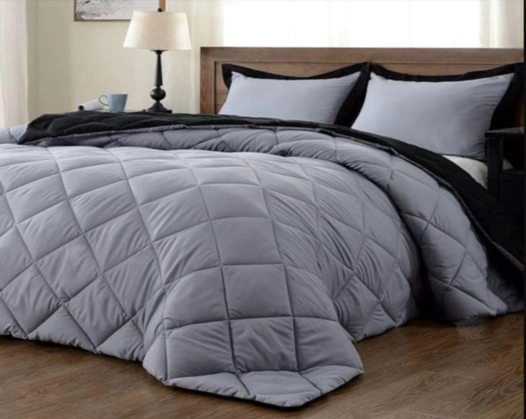 5 Piece Reversible Comforter Sets (Queen/King)  The Beautiful Queen Grey (black Reverse) 