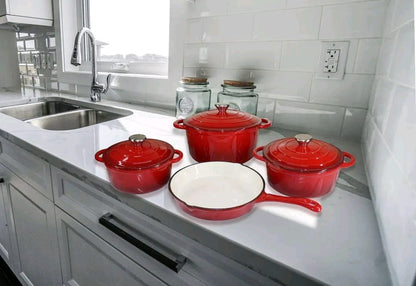 7 Piece Cast Iron Cookware Set 7 Piece Cast Iron Cookware Set The Beautiful Red  