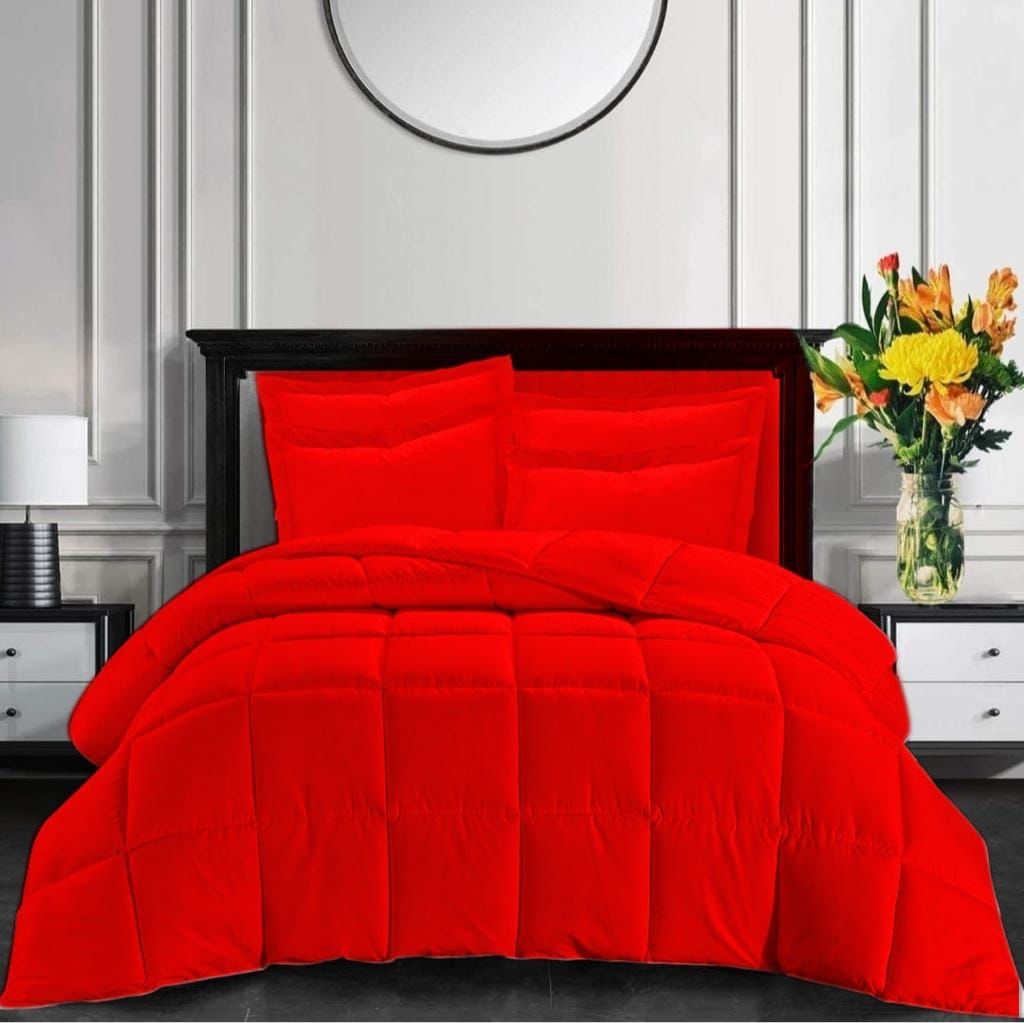 Plain Rio Comforter 5 Piece  The Beautiful Queen Red 