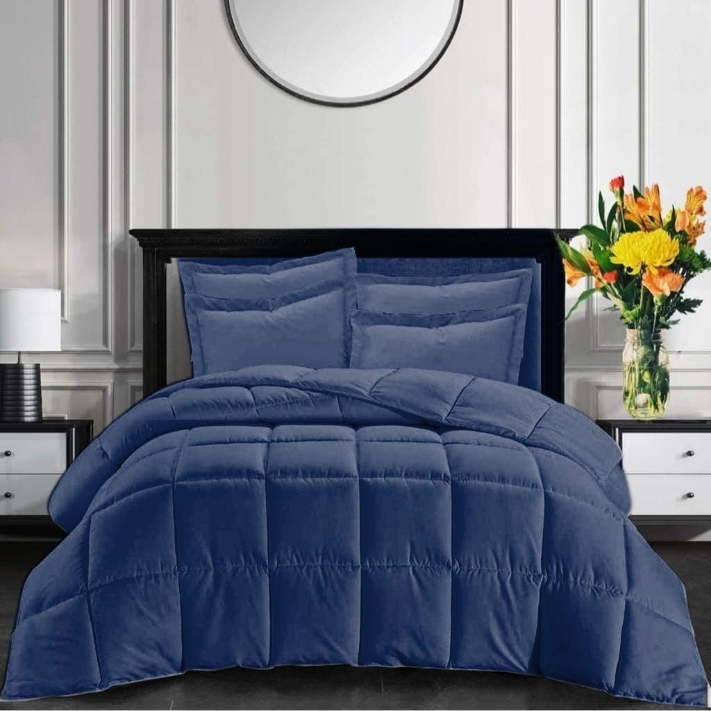 Plain Rio Comforter 5 Piece  The Beautiful Queen Navy 