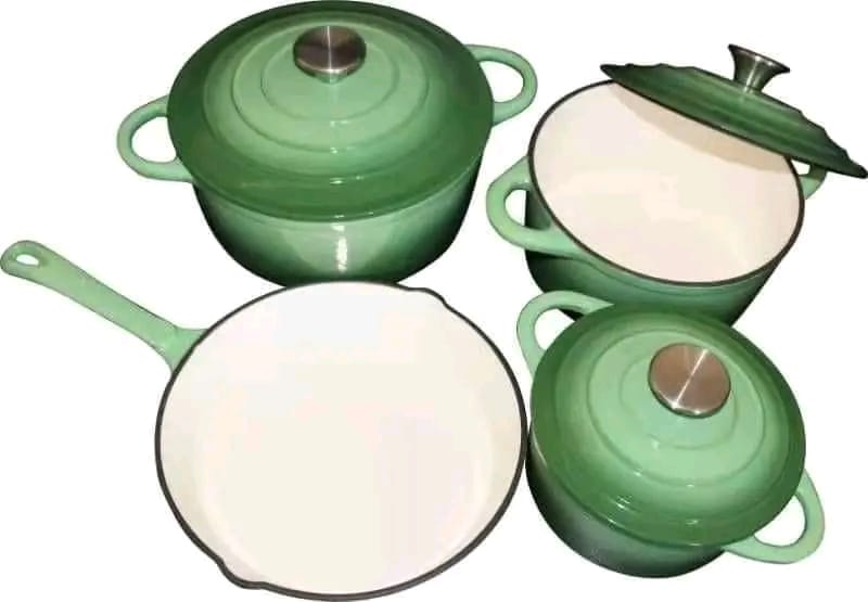 7 Piece Cast Iron Cookware Set 7 Piece Cast Iron Cookware Set The Beautiful Sea Green  