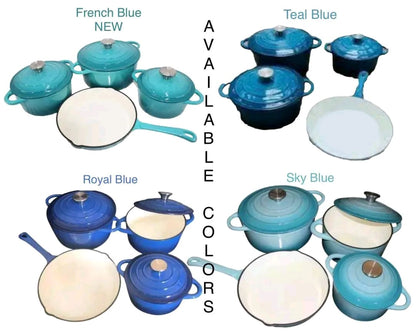 7 Piece Cast Iron Cookware Set 7 Piece Cast Iron Cookware Set The Beautiful French Blue  